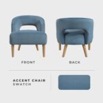 Tattva Woods Accent Arm Chair, Modern Comfy Velvet Accent Chair, Open Back with Solid Wood Legs for Living Room/Bedroom/Office/Waiting Room, Blue - Image 7
