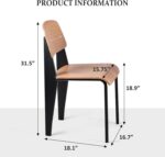 Tattva Woods Dining Chairs, Vintage Wood Metal Home Kitchen Breakfast Cafe Chairs, Backrest Stool, Study Chair, Modern Commercial Conference Restaurant Chairs, Oak Seat-2-Pcs Set - Image 5