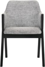 Tattva Woods Renzo Light Fabric Wood Dining Side Chairs-Set of 2, 18" SH, Gray/Black - Image 6