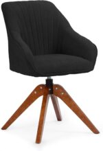 Modern Solid Indian Teak Wood Upholstered Dining Chair – Contemporary Sculpted Design (set of 2) - Image 10