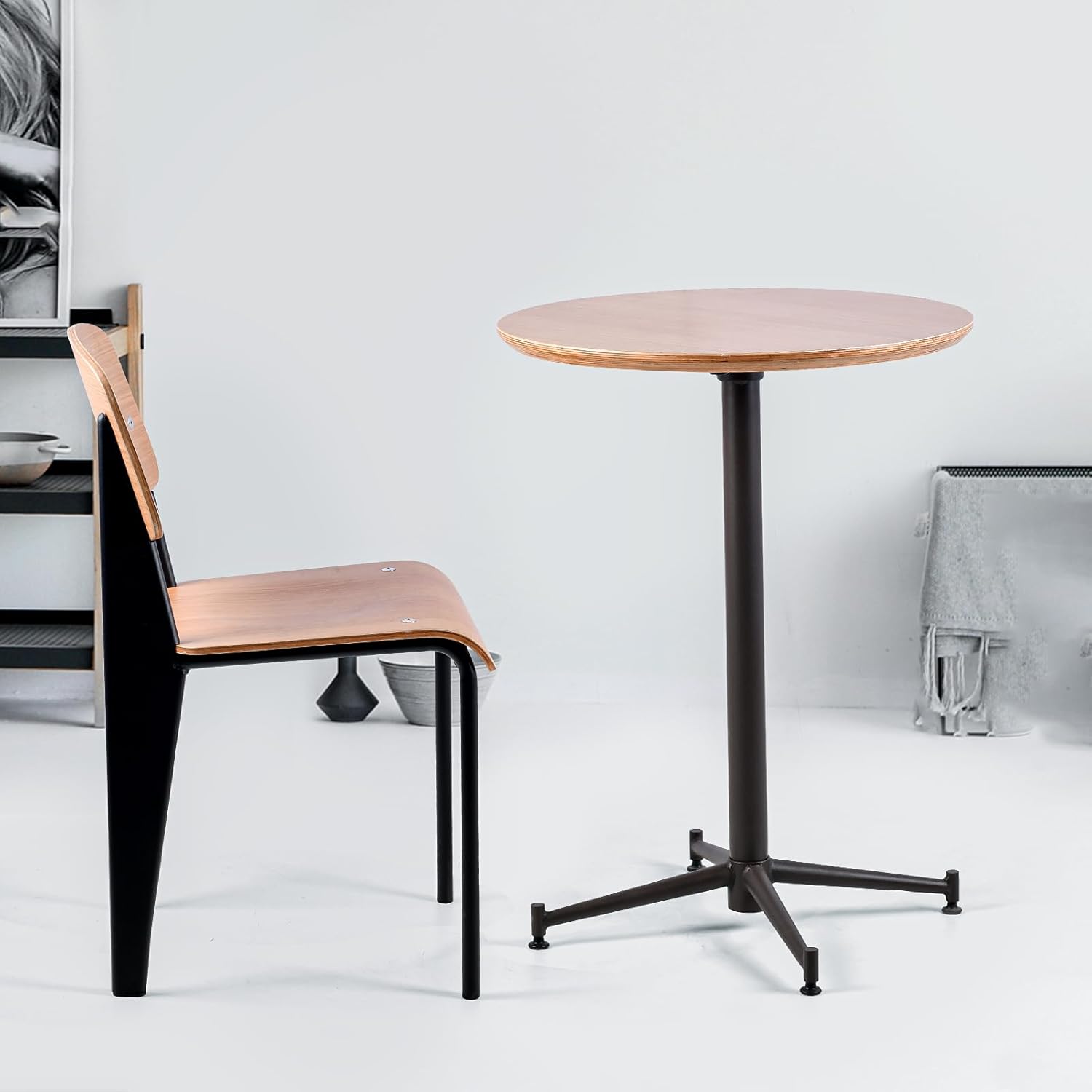 61h+JMiR2WL._AC_SL1500_ Tattva Woods Dining Chairs, Vintage Wood Metal Home Kitchen Breakfast Cafe Chairs, Backrest Stool, Study Chair, Modern Commercial Conference Restaurant Chairs, Oak Seat-2-Pcs Set - Image 1