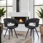 Indian Teak Wood Modern Arm Chair Set of 2 – Mid Century Design