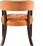 Tattva Woods Upholstered Captain Dining Chair with Arms – Orange PU Leather | Solid Wood Frame | Accent & Office Chair (Single) - Image 2