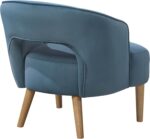 Tattva Woods Accent Arm Chair, Modern Comfy Velvet Accent Chair, Open Back with Solid Wood Legs for Living Room/Bedroom/Office/Waiting Room, Blue - Image 4