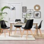 Indian Teak Wood 4 Seater Dining Table Set with Upholstered Chairs - Image 7
