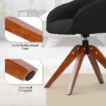 Modern Solid Indian Teak Wood Upholstered Dining Chair – Contemporary Sculpted Design (set of 2) - Image 3