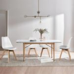 Indian Teak Wood 4 Seater Dining Table Set with Upholstered Chairs