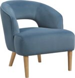 Tattva Woods Accent Arm Chair, Modern Comfy Velvet Accent Chair, Open Back with Solid Wood Legs for Living Room/Bedroom/Office/Waiting Room, Blue - Image 5