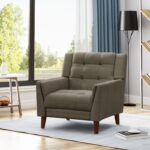 Tattva Woods Home Evelyn Mid Century Modern Fabric Arm Chair, Mocha, Walnut 31D x 30W x 32H in