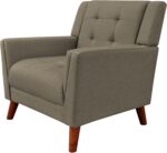 Tattva Woods Home Evelyn Mid Century Modern Fabric Arm Chair, Mocha, Walnut 31D x 30W x 32H in - Image 7