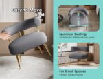 Tattva Woods Sherpa Boucle Accent Chair – Grey | Modern Barrel Lounge Chair with Gold Metal Legs | Fluffy Upholstered Side Chair for Living Room, Bedroom & Small Spaces - Image 2