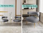 Tattva Woods Sherpa Boucle Accent Chair – Grey | Modern Barrel Lounge Chair with Gold Metal Legs | Fluffy Upholstered Side Chair for Living Room, Bedroom & Small Spaces - Image 3
