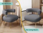 Tattva Woods Sherpa Boucle Accent Chair – Grey | Modern Barrel Lounge Chair with Gold Metal Legs | Fluffy Upholstered Side Chair for Living Room, Bedroom & Small Spaces - Image 4