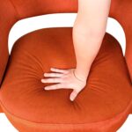 Tattva Woods 360 Degree Swivel Accent Chair, Modern Comfy Velvet Round Barrel Chair, Open Back, Plush Foam Cushions, Metal Swivel Base for Living Room/Bedroom/Office, Orange - Image 3