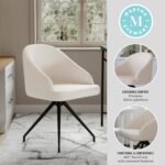 Tattva Woods Swivel Task Chair with Sloped Arms for Home Office in White Boucle with Oil Rubbed Bronze Frame - Image 4