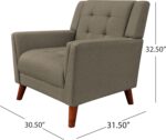 Tattva Woods Home Evelyn Mid Century Modern Fabric Arm Chair, Mocha, Walnut 31D x 30W x 32H in - Image 8