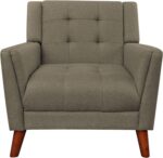 Tattva Woods Home Evelyn Mid Century Modern Fabric Arm Chair, Mocha, Walnut 31D x 30W x 32H in - Image 10