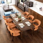 Tattva Woods Upholstered Captain Dining Chair with Arms – Orange PU Leather | Solid Wood Frame | Accent & Office Chair (Single) - Image 9