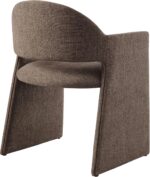 Tattva Woods Upholstered Fabric Dining Armchair in Mocha - Modern Curved Dining Chair with Open-Back - Living Room Barrel Lounge Chair - Single Upholstered Accent Chair with Arms - Image 4
