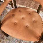 Tattva Woods Upholstered Captain Dining Chair with Arms – Orange PU Leather | Solid Wood Frame | Accent & Office Chair (Single) - Image 5