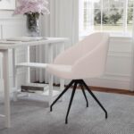 Tattva Woods Swivel Task Chair with Sloped Arms for Home Office in White Boucle with Oil Rubbed Bronze Frame - Image 5