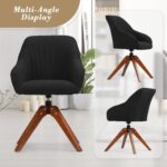 Modern Solid Indian Teak Wood Upholstered Dining Chair – Contemporary Sculpted Design (set of 2) - Image 2