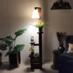 Dorian Wooden Floor Lamp with Brown Base and Jute Fabric Lampshade (BULB NOT INCLUDED)