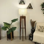 Blender Wooden Floor Lamp with Premium Beige Fabric Lampshade (BULB NOT INCLUDED)