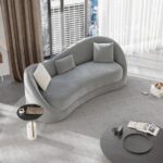 Ryan Gray Velvet Upholstered Sofa 3-Seater Sofa Solid Wood Frame - Image 2