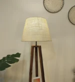 Vantage Wooden Floor Lamp with Brown Base and Jute Fabric Lampshade (BULB NOT INCLUDED)