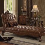 Light Brown Faux Leather Chaise with 1 Pillow