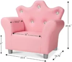 Pink Faux Leather Child’s Crown-Back Armchair (Kid’s Furniture) - Image 4