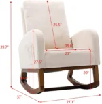 Rocking Chair Mid-Century Modern Nursery Rocking Armchair Upholstered Tall Back Accent Glider Rocker for Living Room - Image 5