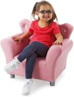Pink Faux Leather Child’s Crown-Back Armchair (Kid’s Furniture) - Image 2