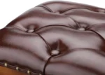 Small Footstool Ottoman Upholstered Footstool, Solid Rubber Wood/Living Room Stool. (Brown) - Image 6
