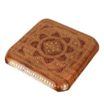 SHEESHAM WOOD BRASS CARVING STOLL II WOODEN CARVING STOOL II ANTIQUE DESIGN STOOL - Image 2