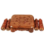 SHEESHAM WOOD BRASS CARVING STOLL II WOODEN CARVING STOOL II ANTIQUE DESIGN STOOL - Image 3
