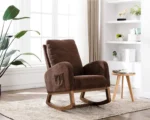 Rocking Chair Mid-Century Modern Nursery Rocking Armchair Upholstered Tall Back Accent Glider Rocker for Living Room - Image 7