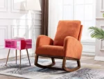 Rocking Chair Mid-Century Modern Nursery Rocking Armchair Upholstered Tall Back Accent Glider Rocker for Living Room - Image 9
