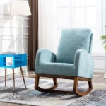 Rocking Chair Mid-Century Modern Nursery Rocking Armchair Upholstered Tall Back Accent Glider Rocker for Living Room