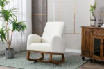 Rocking Chair Mid-Century Modern Nursery Rocking Armchair Upholstered Tall Back Accent Glider Rocker for Living Room - Image 11