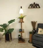 Andre Wooden Floor Lamp with Brown Base and Jute Fabric Lampshade (BULB NOT INCLUDED) - Image 2