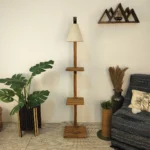 Andre Wooden Floor Lamp with Brown Base and Jute Fabric Lampshade (BULB NOT INCLUDED)