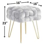 Flemin Wide Velvet Tufted Square Cocktail Ottoman - Image 7
