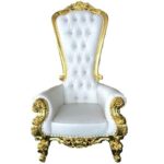 Wooden Luxurious Maharaja High Back throne Gold Leaf Chair - Image 2