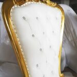 Wooden Luxurious Maharaja High Back throne Gold Leaf Chair - Image 3