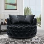 Wide Tufted Barrel chair Tufted Arm Chair - Image 9