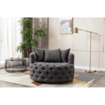 Wide Tufted Barrel chair Tufted Arm Chair - Image 4
