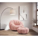 Luxe Upholstered Swivel Accent Chair with Footstool - Image 3