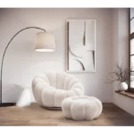 Luxe Upholstered Swivel Accent Chair with Footstool